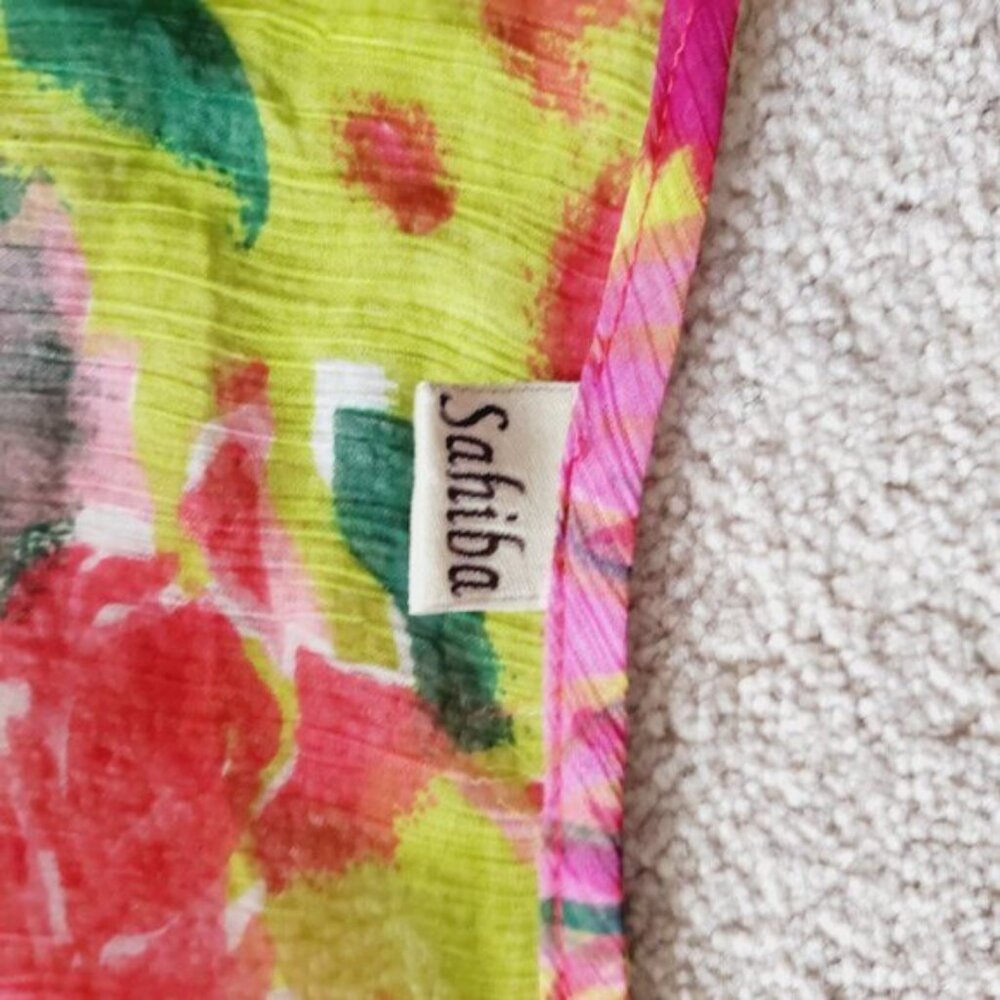 Vintage Sahiba Boho Beaded Abstract Floral Sheer Fairy Whimsical Swim Cover L - Picture 6 of 7
